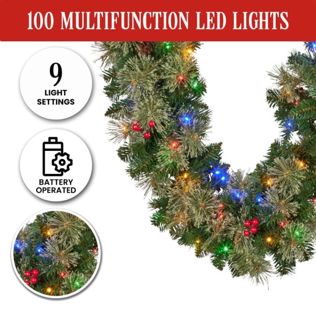 Bristle Berry Multicolour Pre-Lit Christmas Garland - 274cm Image 9