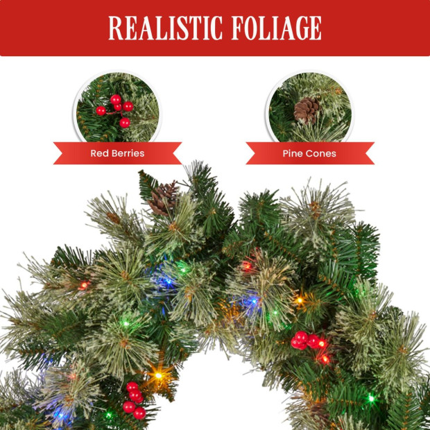 Bristle Berry Multicolour Pre-Lit Christmas Garland - 274cm Image 10