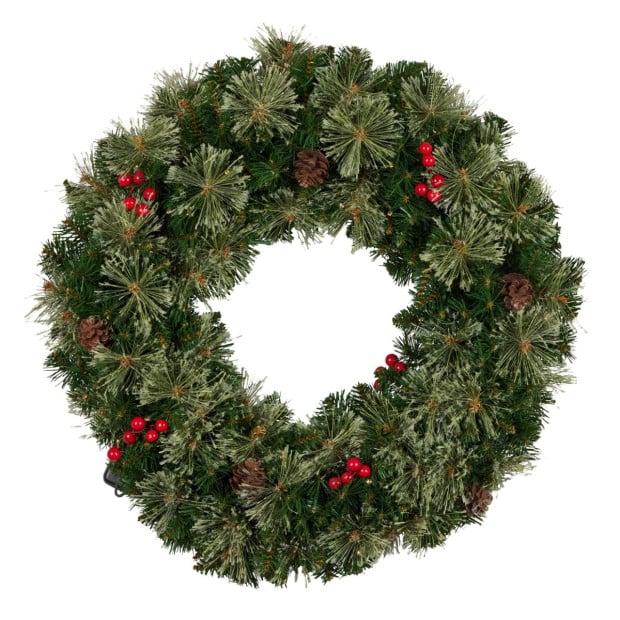 Bristle Berry Christmas Wreath 61cm with Multi Functions Lights Image 3