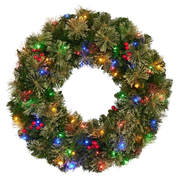 Bristle Berry Christmas Wreath 61cm with Multi Functions Lights Image 5