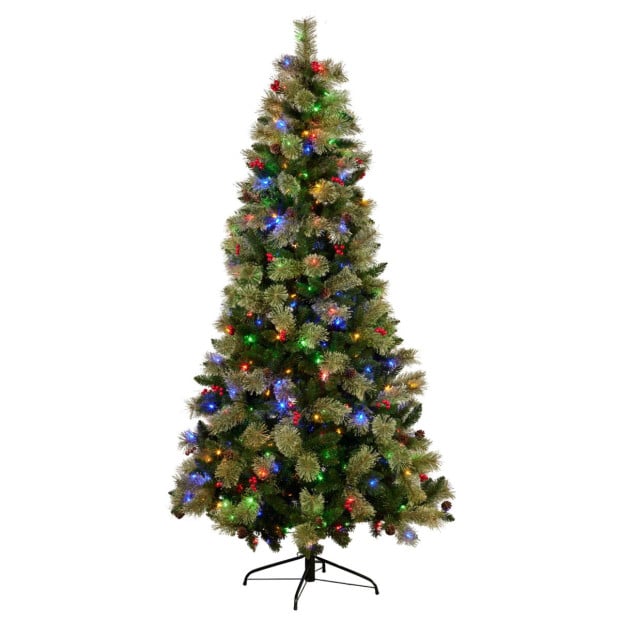 National Tree Company 2.3m Bristle Berry Multicolour Pre-Lit Christmas Tree Image 2