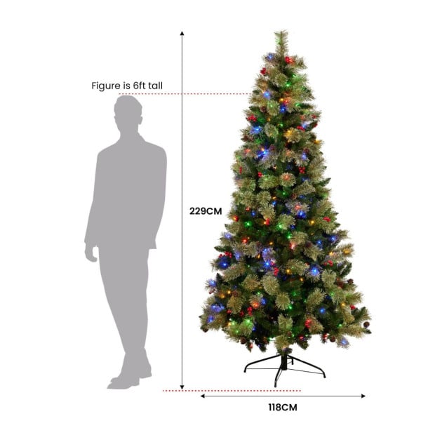 National Tree Company 2.3m Bristle Berry Multicolour Pre-Lit Christmas Tree Image 4
