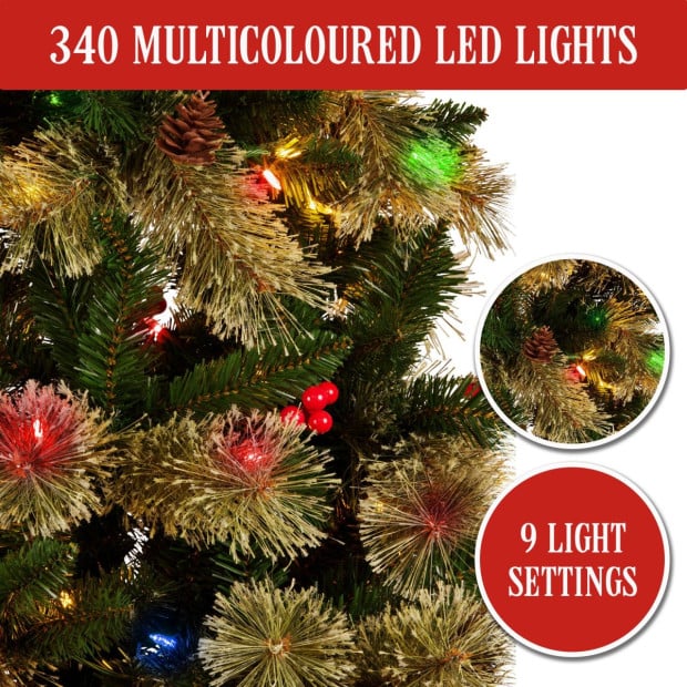 National Tree Company 2.3m Bristle Berry Multicolour Pre-Lit Christmas Tree Image 6