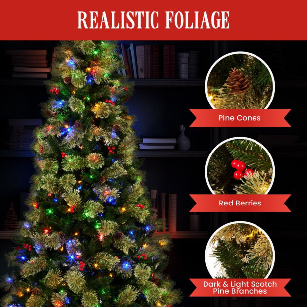 National Tree Company 2.3m Bristle Berry Multicolour Pre-Lit Christmas Tree Image 7