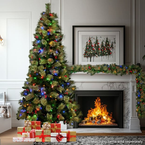 National Tree Company 2.3m Bristle Berry Multicolour Pre-Lit Christmas Tree Image 9