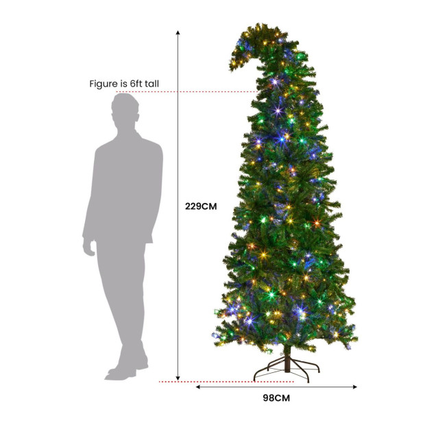 Bad Santa Curved Multicolour Pre-Lit Christmas Tree - 2.3m Image 5