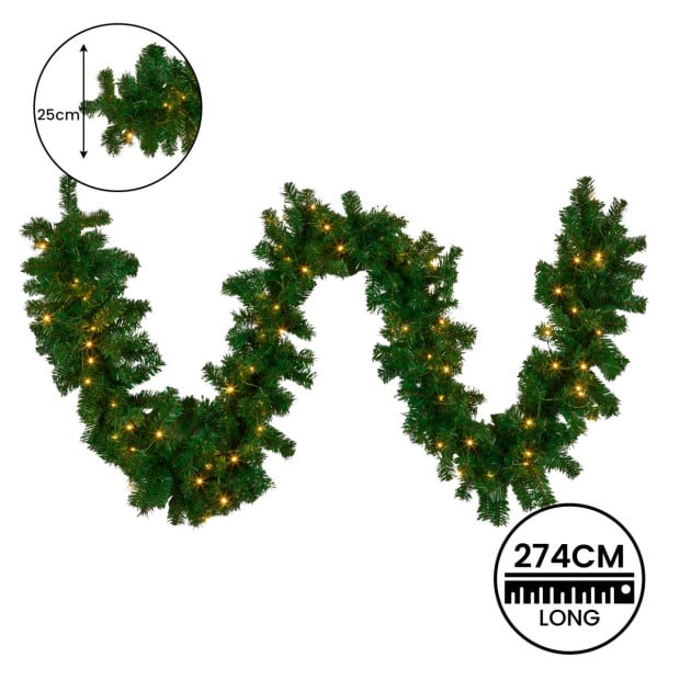 Chadwick Green Pre-Lit Christmas Garland - 274cm Image 4