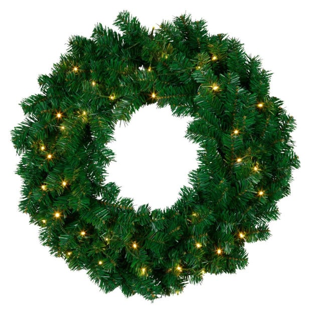 Chadwick Green Pre-Lit Christmas Wreath - 61cm Image 2