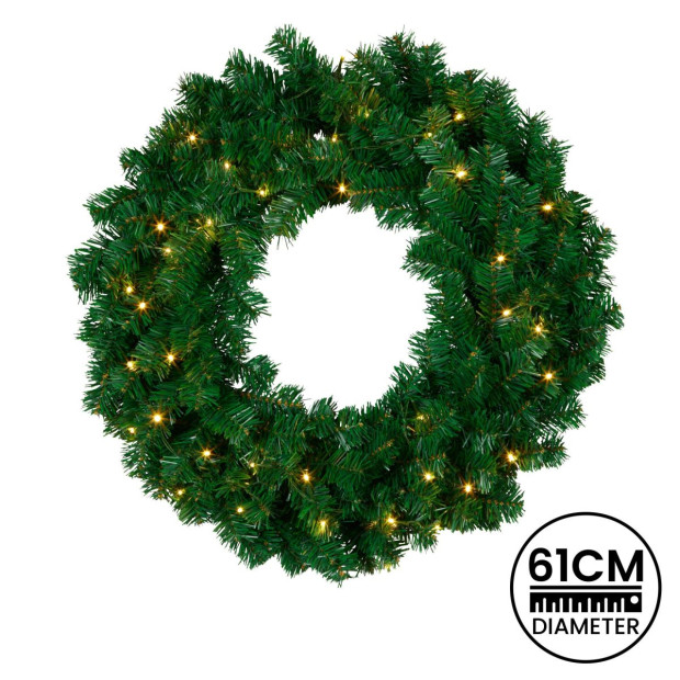 Chadwick Green Pre-Lit Christmas Wreath - 61cm Image 5