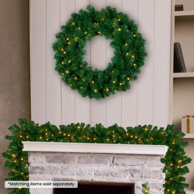 Chadwick Green Pre-Lit Christmas Wreath - 61cm Image 7