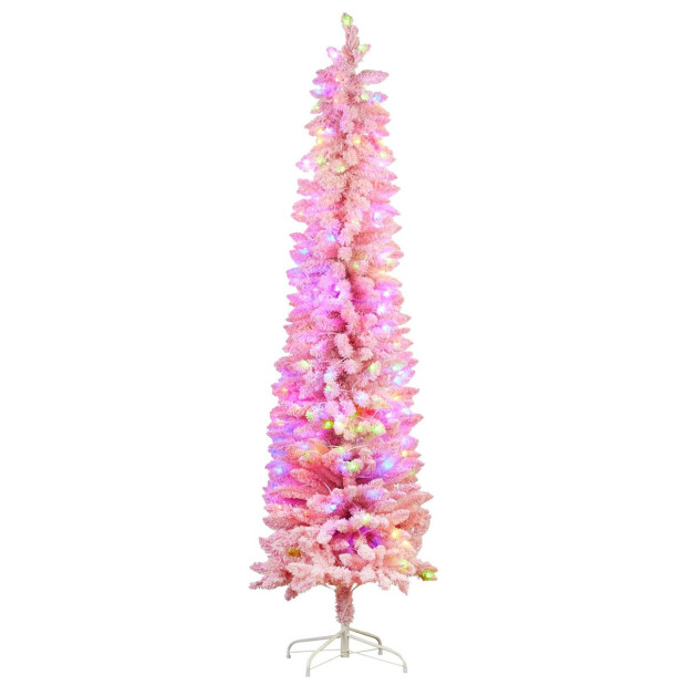 Candy Floss Pink Pre-Lit Multicolour Slim Christmas Tree - 1.8m Image 2
