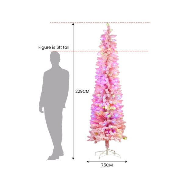 Candy Floss Pink Pre-Lit Multicolour Slim Christmas Tree - 1.8m Image 4