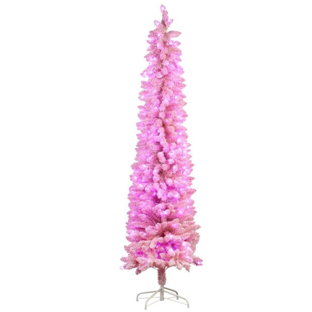 Candy Floss Pink Pre-Lit Multicolour Slim Christmas Tree - 1.8m Image 5