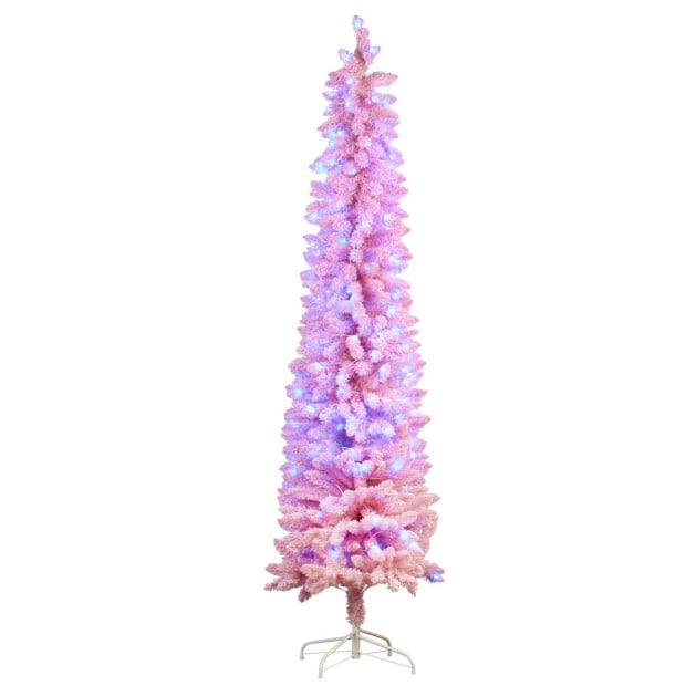 Candy Floss Pink Pre-Lit Multicolour Slim Christmas Tree - 1.8m Image 6