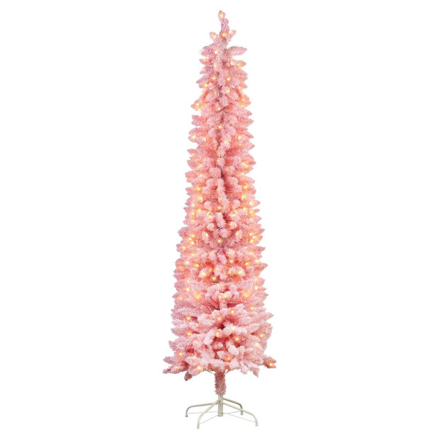 Candy Floss Pink Pre-Lit Multicolour Slim Christmas Tree - 1.8m Image 7