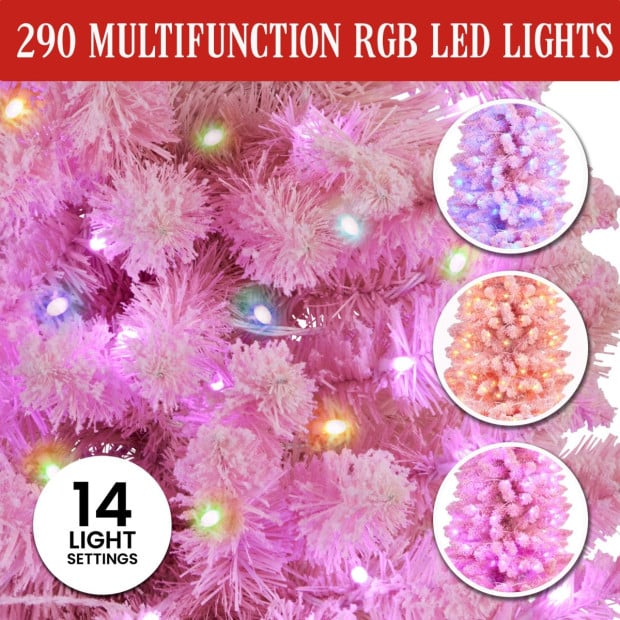 Candy Floss Pink Pre-Lit Multicolour Slim Christmas Tree - 1.8m Image 8
