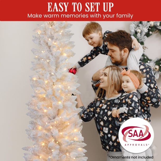 Candy Floss White Pre-Lit Multicolour Slim Christmas Tree - 1.8m Image 11