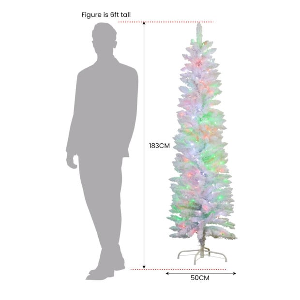 Candy Floss White Pre-Lit Multicolour Slim Christmas Tree - 1.8m Image 4