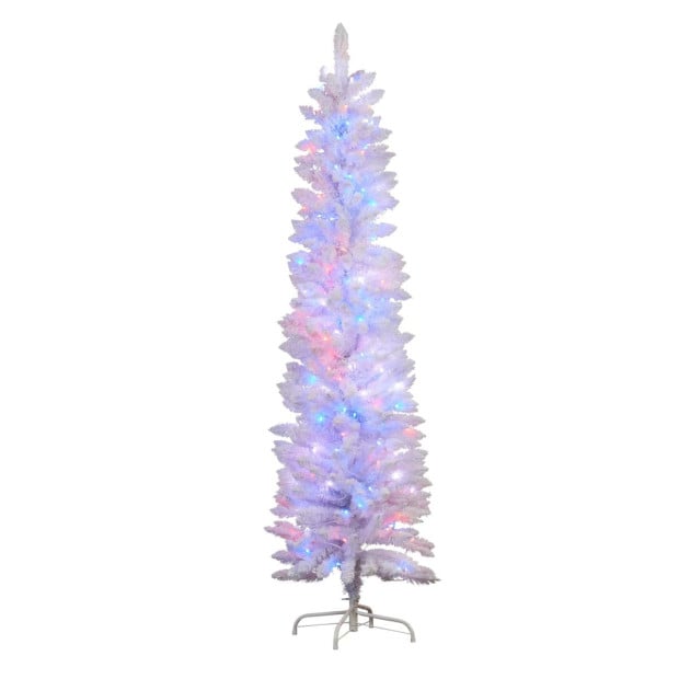 Candy Floss White Pre-Lit Multicolour Slim Christmas Tree - 1.8m Image 7
