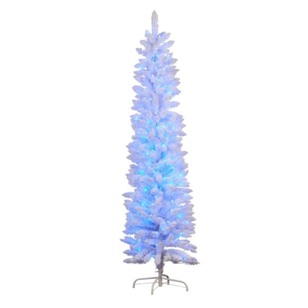 Candy Floss White Pre-Lit Multicolour Slim Christmas Tree - 1.8m Image 8