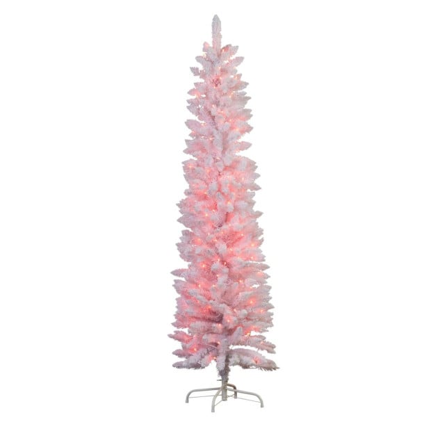 Candy Floss White Pre-Lit Multicolour Slim Christmas Tree - 1.8m Image 9