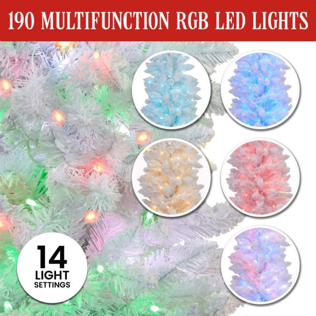Candy Floss White Pre-Lit Multicolour Slim Christmas Tree - 1.8m Image 10