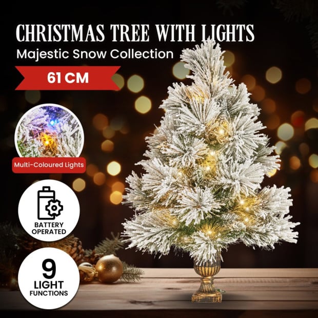 61cm Majestic Snow Prelit Tabletop Christmas Tree