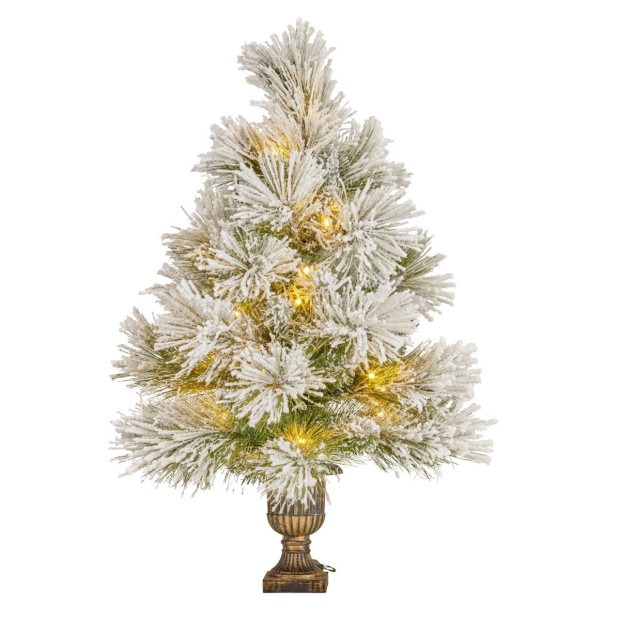 61cm Majestic Snow Prelit Tabletop Christmas Tree Image 2