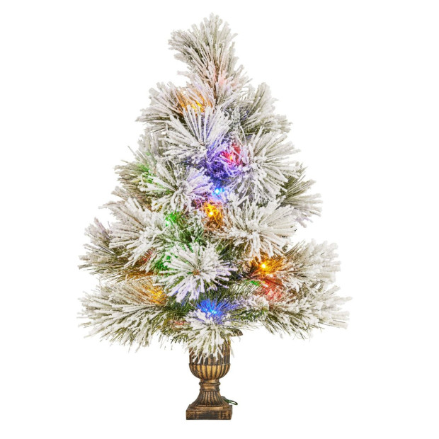 61cm Majestic Snow Prelit Tabletop Christmas Tree Image 4