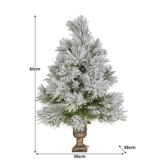 61cm Majestic Snow Prelit Tabletop Christmas Tree Image 6