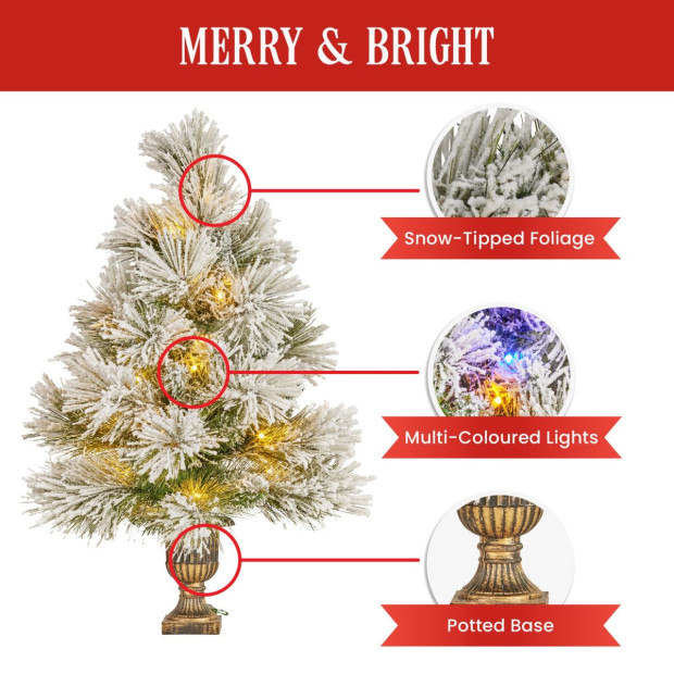 61cm Majestic Snow Prelit Tabletop Christmas Tree Image 7