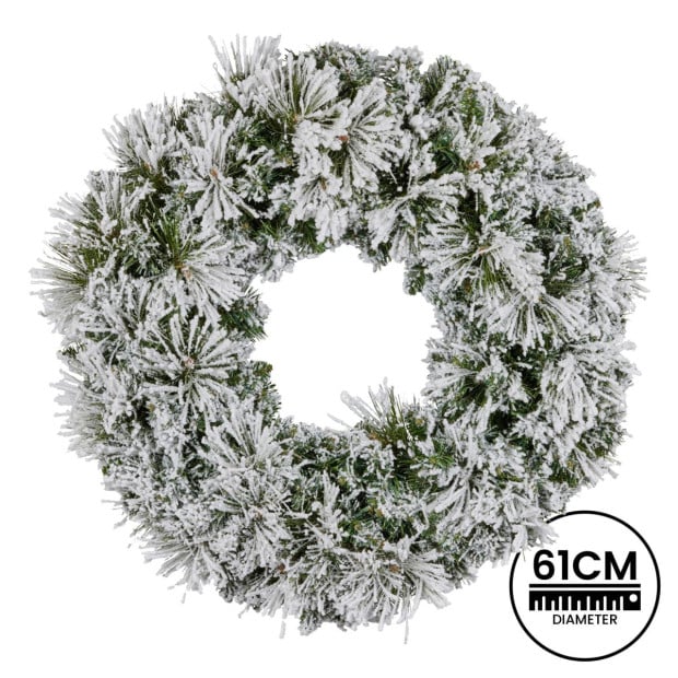 Majestic Snow Christmas Wreath - 61cm Image 6