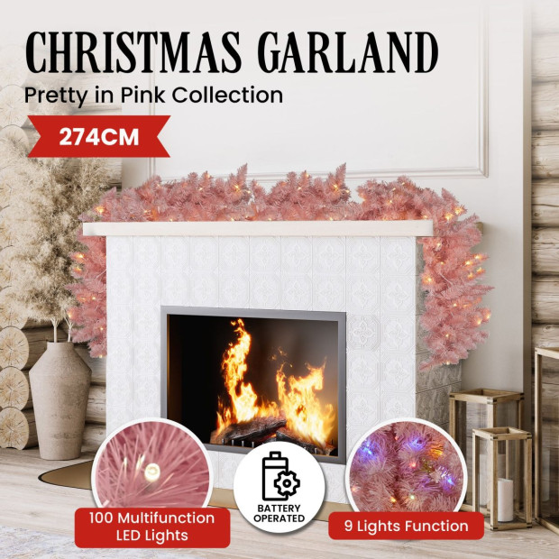 Pretty in Pink Christmas Garland - 274cm