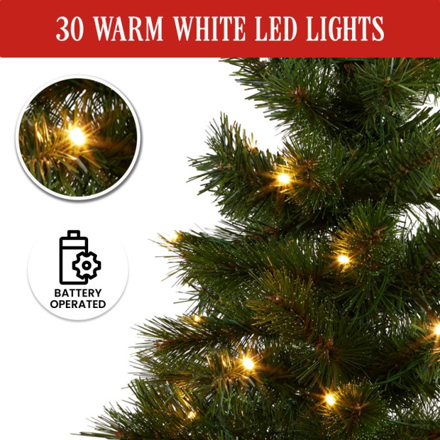 61cm Wintergreen Pre-Lit Tabletop Christmas Tree Image 6