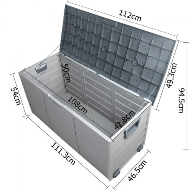 290L Outdoor Weatherproof Storage Box - Grey Image 2