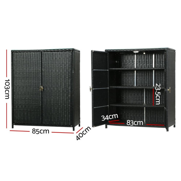 Outdoor Storage Cabinet Box Garage Wicker Shelf Chest Garden Shed Image 2