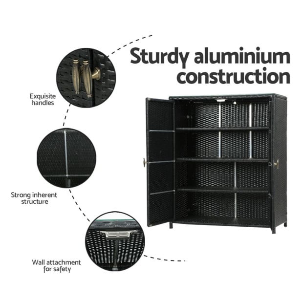 Outdoor Storage Cabinet Box Garage Wicker Shelf Chest Garden Shed Image 6
