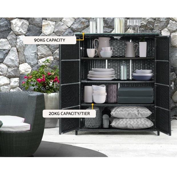 Outdoor Storage Cabinet Box Garage Wicker Shelf Chest Garden Shed Image 7