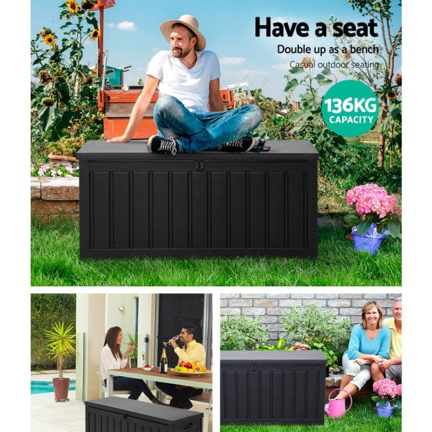 240L Outdoor Storage Box Lockable Bench Garden Deck Toy Tool Sheds Image 5