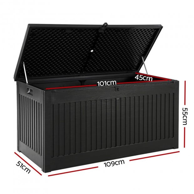Outdoor Storage Container Garden Indoor Tool Chest Sheds 270L Black Image 2