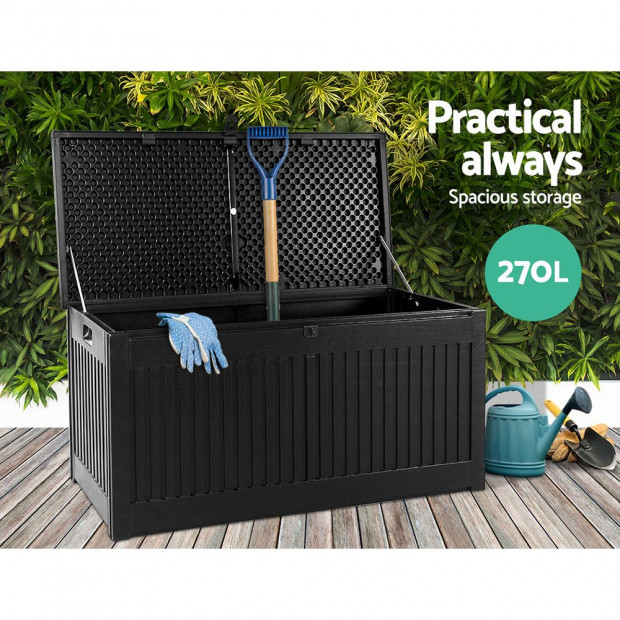 Outdoor Storage Container Garden Indoor Tool Chest Sheds 270L Black Image 4