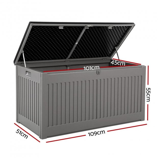 Outdoor Storage Box Container Garden Tool Chest Sheds 270L Dark Grey Image 2