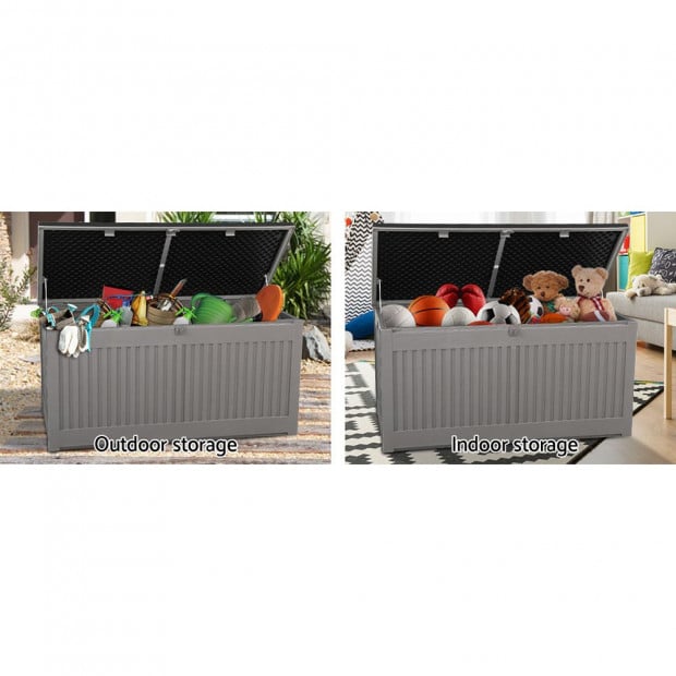 Outdoor Storage Box Container Garden Tool Chest Sheds 270L Dark Grey Image 6