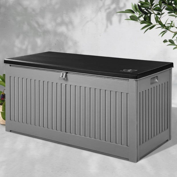 Outdoor Storage Box Container Garden Tool Chest Sheds 270L Dark Grey Image 7