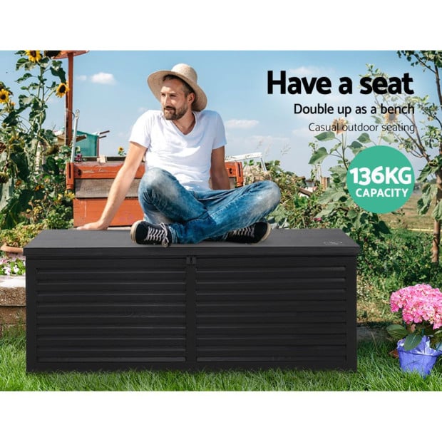 Outdoor Storage Box 390L Container Lockable Toy Tools Shed Deck Garden Image 5
