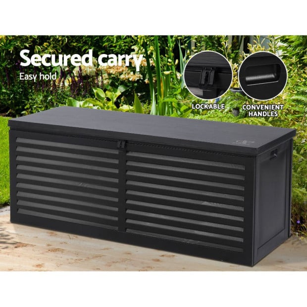 Outdoor Storage Box 390L Container Lockable Toy Tools Shed Deck Garden Image 7