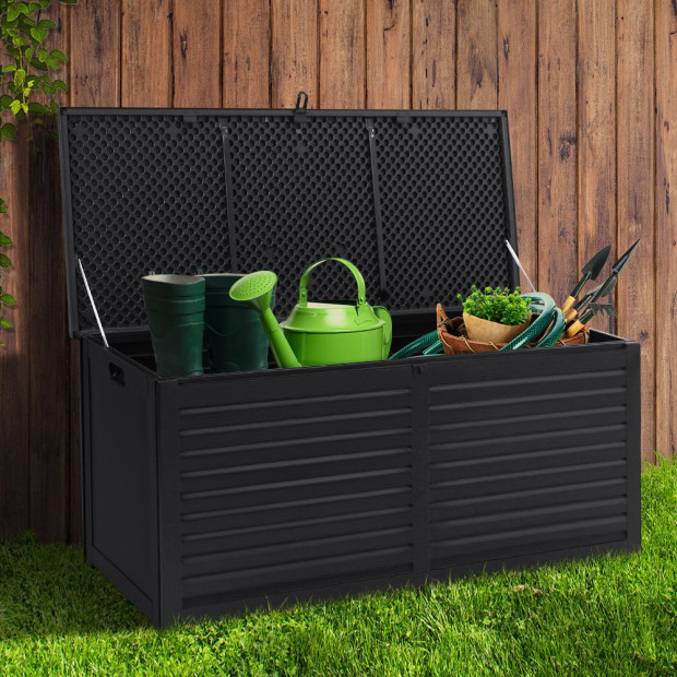 Outdoor Storage Box 390L Container Lockable Toy Tools Shed Deck Garden Image 8