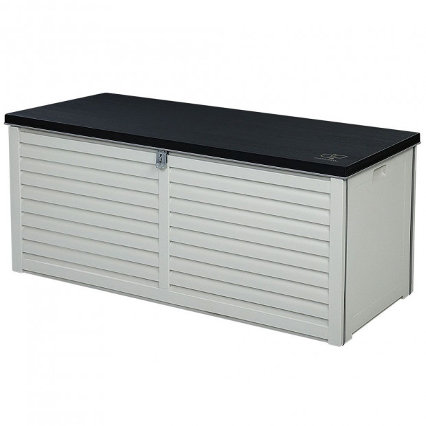 Outdoor Storage Box Bench Seat Toy Tool Sheds 390L Grey/Black