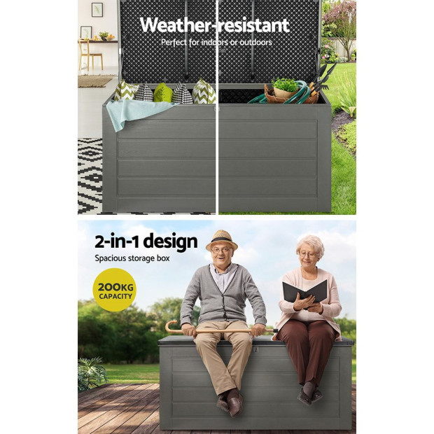 680L Outdoor Storage Container Garden Bench Tool Sheds Chest Image 6