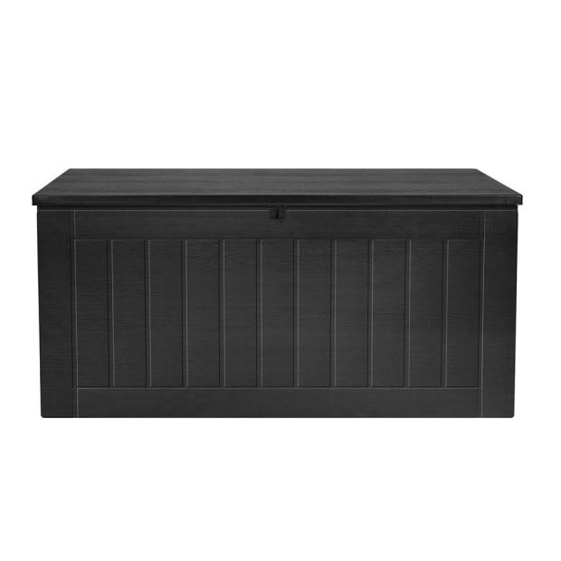 Outdoor Storage Box 830l Container Lockable Bench Tool Shed All Black Image 3